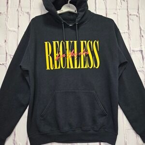 Y&R Reckless Los Angeles Black Graphic Hoodie Pullover Hooded Sweatshirt Mens M